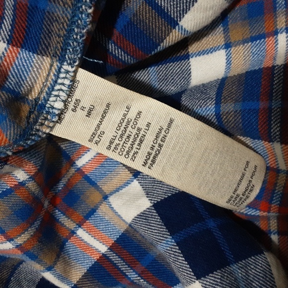 Woolrich men plaid linen organic cotton shirt XL /TG button down office Y2k - Picture 5 of 6